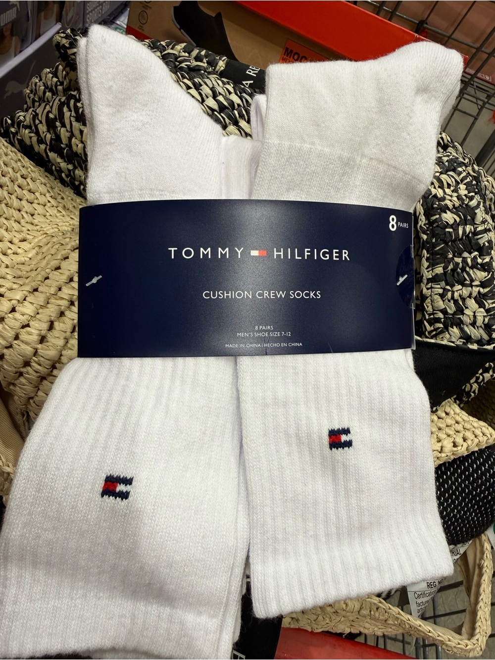 Tommy Hilfiger White Crew Cushion Socks with Signature Logo